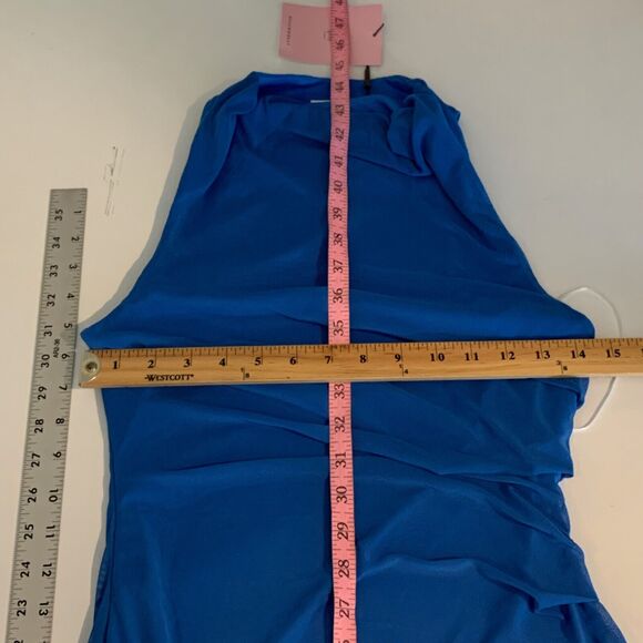 Hello Molly Dress Womens S Small Astral Cowl Neck Ruched Bodycon Side Zip Midi - Picture 8 of 13